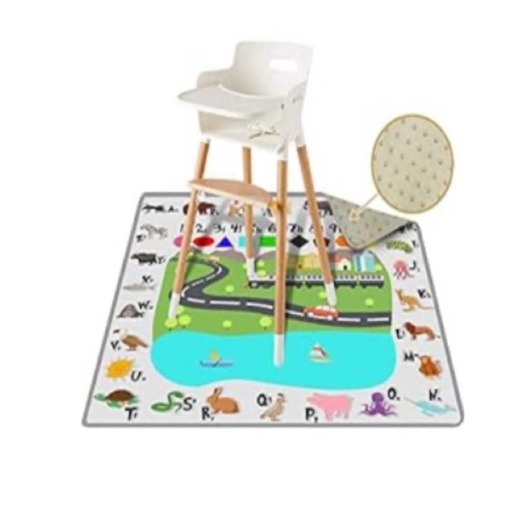 Alphabet XL Play Splat Mat for under Highchair, Kids Room, Food Spills